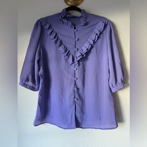 Vintage 70s-80s Frilly Purple Blouse